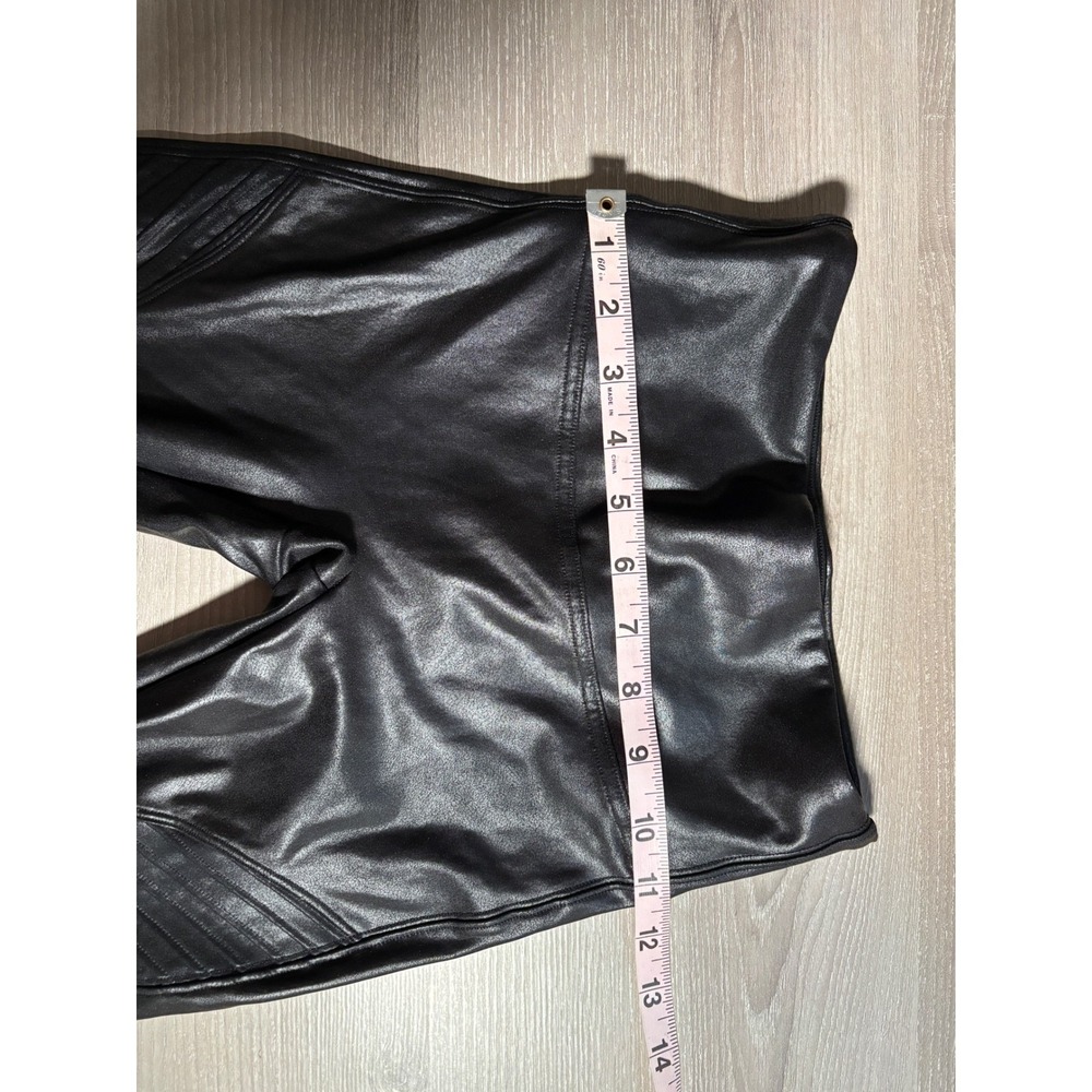 Spanx S Faux Leather Moto Leggings Very Black High Rise Ribbed Whimsigoth Active - Picture 4 of 9